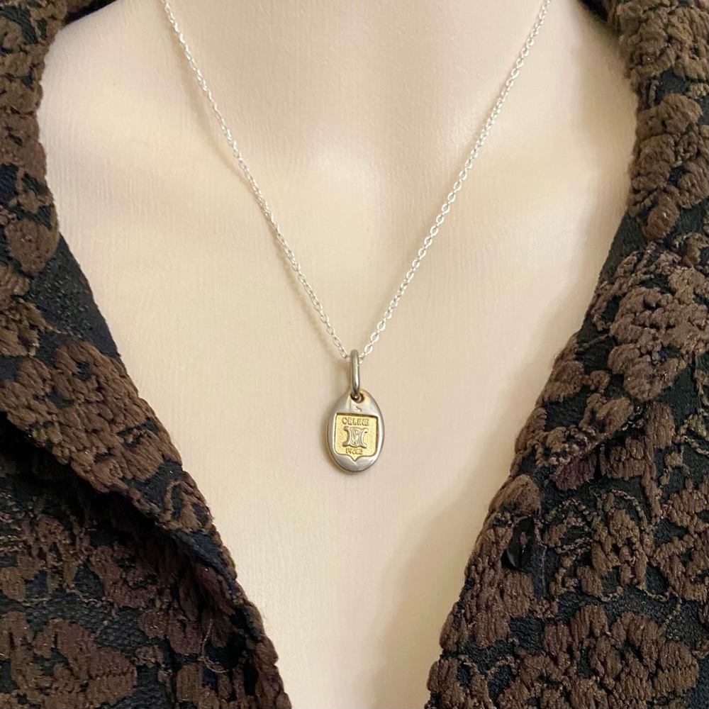 Vintage Celine Silver-Gold Pendant Charm Necklace - Picture 3 of 9
